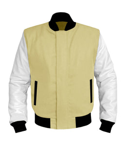 Original American Varsity White Leather Sleeve Letterman College Baseball Women Wool Jackets #WSL-BBand-BZ