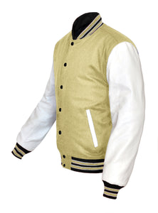 Superb Genuine White Leather Sleeve Letterman College Varsity Women Wool Jackets #WSL-BWSTR-BB