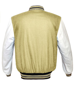 Superb Genuine White Leather Sleeve Letterman College Varsity Men Wool Jackets #WSL-BWSTR-BB