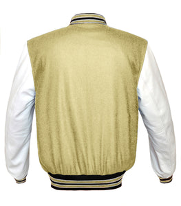 Superb Genuine White Leather Sleeve Letterman College Varsity Women Wool Jackets #WSL-BWSTR-BB