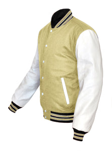 Superb Genuine White Leather Sleeve Letterman College Varsity Men Wool Jackets #WSL-BWSTR-WB