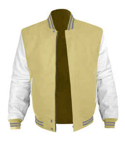 Original American Varsity White Leather Sleeve Letterman College Baseball Women Wool Jackets #WSL-GYSTR-BZ