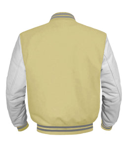 Original American Varsity White Leather Sleeve Letterman College Baseball Women Wool Jackets #WSL-GYSTR-BZ