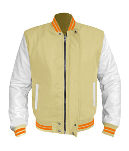 Original American Varsity White Leather Sleeve Letterman College Baseball Men Wool Jackets #WSL-ORSTR-BZ