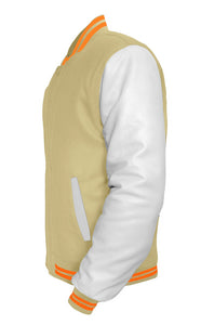 Original American Varsity White Leather Sleeve Letterman College Baseball Women Wool Jackets #WSL-ORSTR-BZ