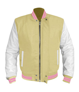 Original American Varsity White Leather Sleeve Letterman College Baseball Men Wool Jackets #WSL-PKSTR-BZ