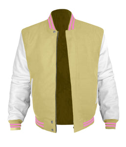 Original American Varsity White Leather Sleeve Letterman College Baseball Men Wool Jackets #WSL-PKSTR-BZ