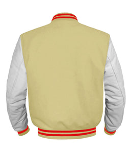 Original American Varsity White Leather Sleeve Letterman College Baseball Women Wool Jackets #WSL-RSTR-BZ