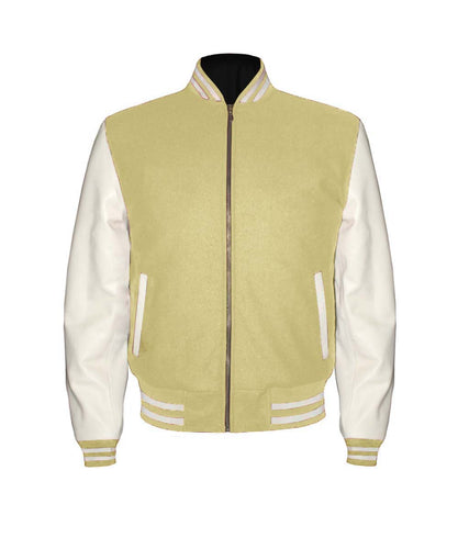 Original American Varsity Real White Leather Letterman College Baseball Men Wool Jackets #WSL-WSTR-ZIP