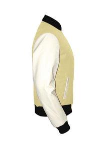 Original American Varsity Real White Leather Letterman College Baseball Kid Wool Jackets #WSL-ZIP-BBand