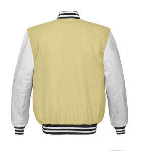 Superb Genuine White Leather Sleeve Letterman College Varsity Men Wool Jackets #WSL-WSTR-BBAND