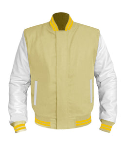 Original American Varsity White Leather Sleeve Letterman College Baseball Kid Wool Jackets #WSL-YSTR-BZ