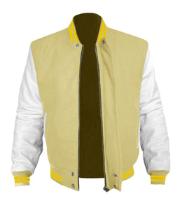 Original American Varsity White Leather Sleeve Letterman College Baseball Men Wool Jackets #WSL-YSTR-BZ