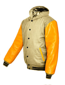 Superb Genuine Yellow Leather Sleeve Letterman College Varsity Women Wool Jackets #YSL-BSTR-BB-H