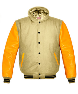 Superb Genuine Yellow Leather Sleeve Letterman College Varsity Kid Wool Jackets #YSL-BSTR-BB-H