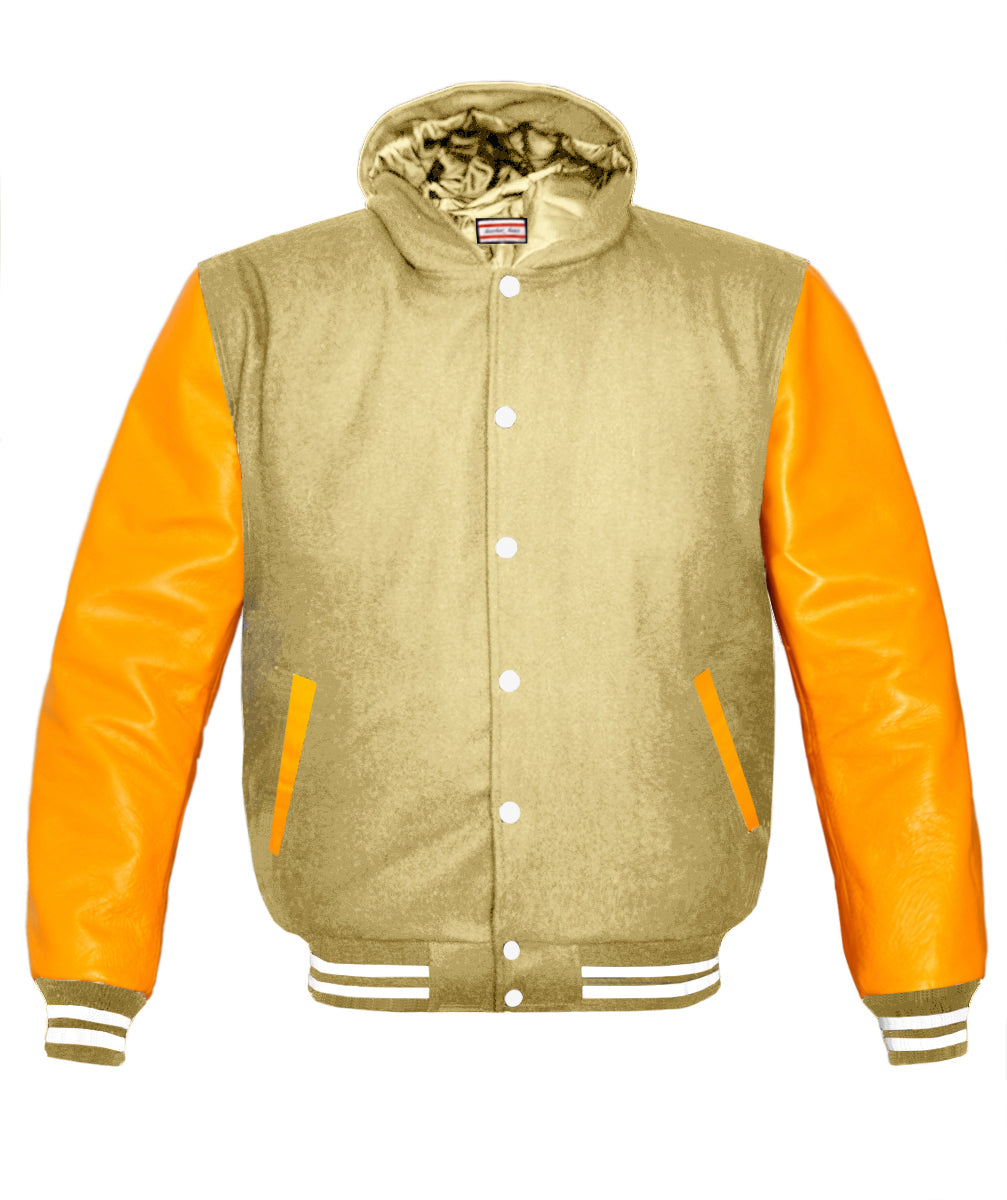 Superb Genuine Yellow Leather Sleeve Letterman College Varsity Men Wool Jackets #YSL-WSTR-WB-H
