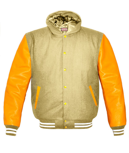 Superb Genuine Yellow Leather Sleeve Letterman College Varsity Men Wool Jackets #YSL-WSTR-YB-H