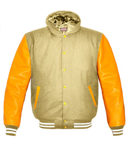 Superb Genuine Yellow Leather Sleeve Letterman College Varsity Kid Wool Jackets #YSL-WSTR-YB-H