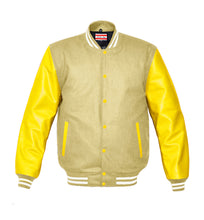 Load image into Gallery viewer, Superb Genuine Yellow Leather Sleeve Letterman College Varsity Women Wool Jackets #YSL-WSTR-YB