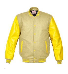Superb Genuine Yellow Leather Sleeve Letterman College Varsity Kid Wool Jackets #YSL-YSTR-YB
