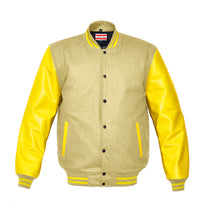 Load image into Gallery viewer, Superb Genuine Yellow Leather Sleeve Letterman College Varsity Kid Wool Jackets #YSL-YSTR-BB