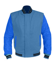 Load image into Gallery viewer, Original American Varsity Blue Leather Sleeve Letterman College Baseball Kid Wool Jackets #BLSL-BSTR-BZ