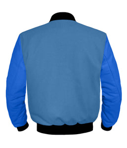 Original American Varsity Blue Leather Sleeve Letterman College Baseball Men Wool Jackets #BLSL-BBand-BZ