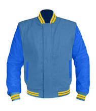 Load image into Gallery viewer, Original American Varsity Blue Leather Sleeve Letterman College Baseball Women Wool Jackets #BLSL-YSTR-BZ