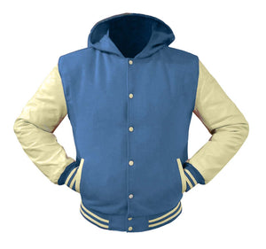 Superb Genuine Cream Leather Sleeve Letterman College Varsity Women Wool Jackets #CRSL-CRSTR-CRB-H