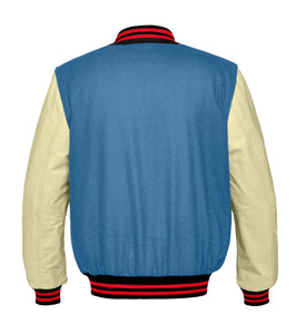 Original American Varsity Real Cream Leather Letterman College Baseball Men Wool Jackets CRSL-RSTR-BB-BBand