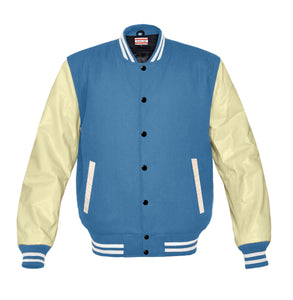 Superb Genuine Cream Leather Sleeve Letterman College Varsity Kid Wool Jackets #CRSL-WSTR-BB