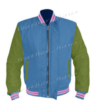 Load image into Gallery viewer, Original American Varsity Green Leather Sleeve Letterman College Baseball Men Wool Jackets #GRSL-PKSTR-BZ