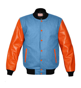 Original American Varsity Real Orange Leather Letterman College Baseball Women Wool Jackets #ORSL-BSTR-OB-Bband