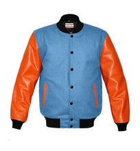 Load image into Gallery viewer, Original American Varsity Real Orange Leather Letterman College Baseball Kid Wool Jackets #ORSL-BSTR-BB-Bband