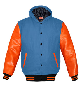 Superb Orange Leather Sleeve Original American Varsity Letterman College Baseball Women Wool Jackets #ORSL-ORSTR-BB-H-BBand