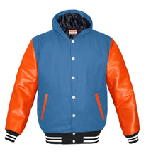 Load image into Gallery viewer, Superb Orange Leather Sleeve Original American Varsity Letterman College Baseball Kid Wool Hoodie Jackets #ORSL-WSTR-WB-H-BBand