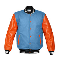 Load image into Gallery viewer, Original American Varsity Real Orange Leather Letterman College Baseball Men Wool Jackets #ORSL-WSTR-OB-BBand