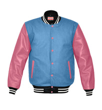 Load image into Gallery viewer, Original American Varsity Real Pink Leather Letterman College Baseball Women Wool Jackets #PKSL-WSTR-PKB-BBand