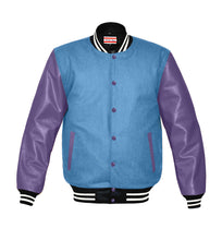 Load image into Gallery viewer, Original American Varsity Real Purple Leather Letterman College Baseball Women Wool Jackets #PRSL-WSTR-PRB-BBand