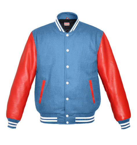 Original American Varsity Real Red Leather Letterman College Baseball Kid Wool Jackets #RSL-WSTR-WB