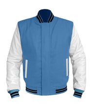 Load image into Gallery viewer, Original American Varsity White Leather Sleeve Letterman College Baseball Kid Wool Jackets #WSL-BSTR-WP-BZ