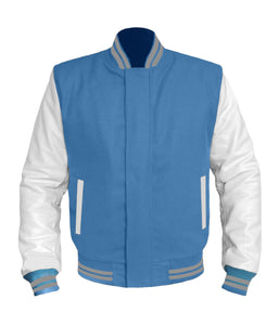 Original American Varsity White Leather Sleeve Letterman College Baseball Women Wool Jackets #WSL-GYSTR-BZ