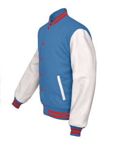 Superb Genuine White Leather Sleeve Letterman College Varsity Kid Wool Jackets #WSL-RSTR-RB