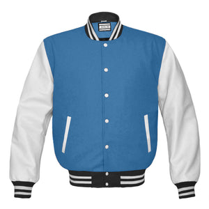 Superb Genuine White Leather Sleeve Letterman College Varsity Men Wool Jackets #WSL-WSTR-BBAND