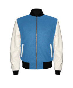 Original American Varsity Real White Leather Letterman College Baseball Men Wool Jackets #WSL-ZIP-BBand