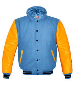 Superb Genuine Yellow Leather Sleeve Letterman College Varsity Women Wool Jackets #YSL-BSTR-BB-H