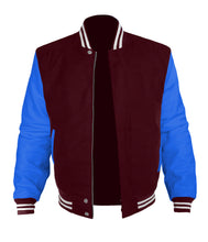 Load image into Gallery viewer, Original American Varsity Blue Leather Sleeve Letterman College Baseball Men Wool Jackets #BLSL-WSTR-BZ