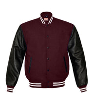 Load image into Gallery viewer, Superb Genuine Black Leather Sleeve Letterman College Varsity Kid Wool Jackets #BSL-WSTR-BB