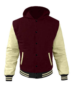 Superb Cream Leather Sleeve Original American Varsity Letterman College Baseball Women Wool Jackets #CRSL-CRSTR-BB-H