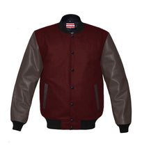 Load image into Gallery viewer, Original American Varsity Dark Brown Leather Sleeve Letterman College Baseball Kid Wool Jackets #DBRSL-BSTR-BB_BBand